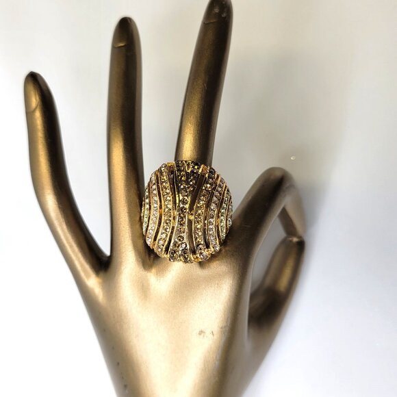 Gold Dome Cocktail Fashion Ring-  Size 5, Size 9 - Picture 2 of 16